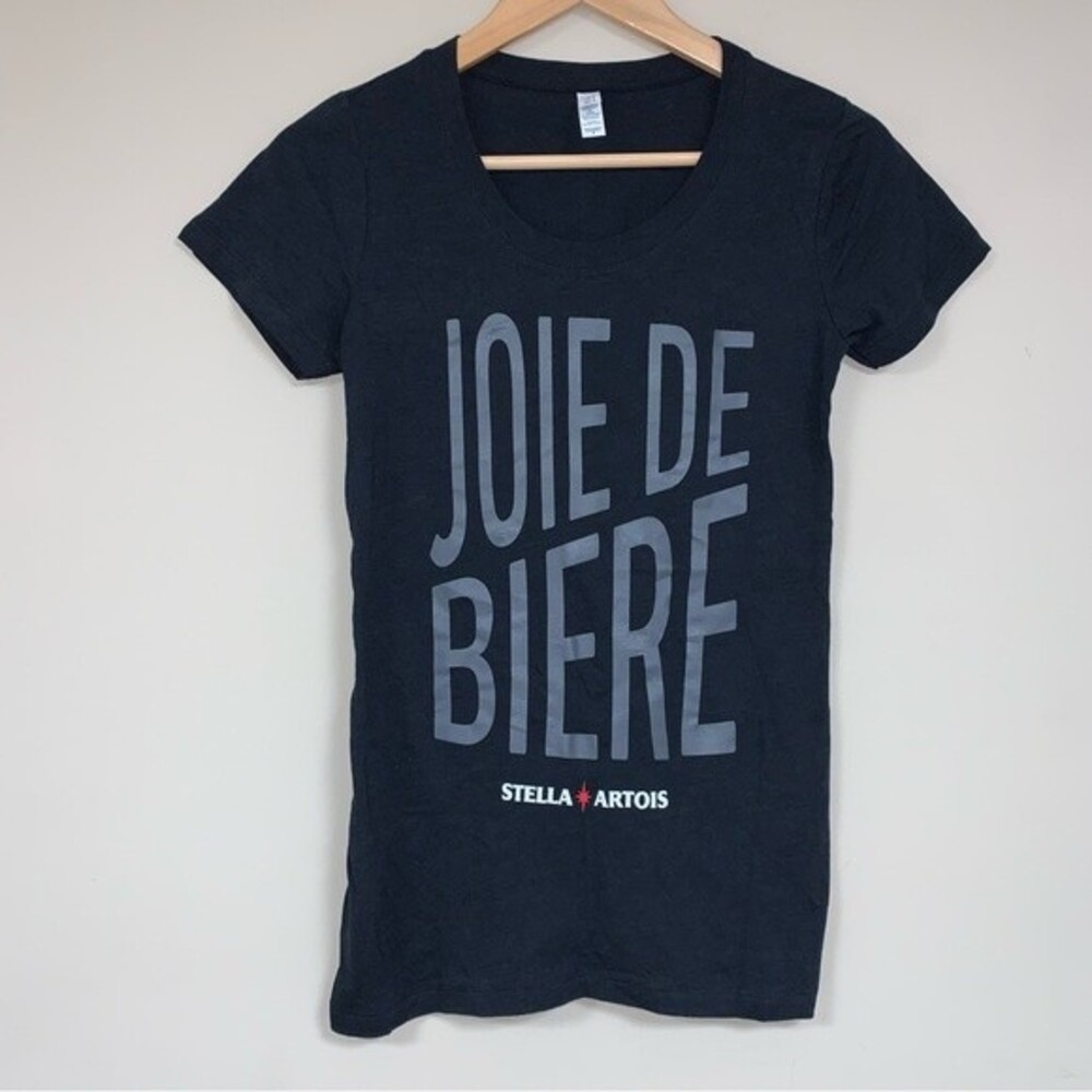Stella Artois Joie De Biere Gray Tee Shirt Womens Small Short Sleeve T-Shirt Top
